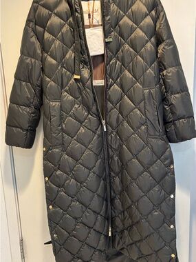 MaxMara Dark Gray Quilted Long Puffer Coat